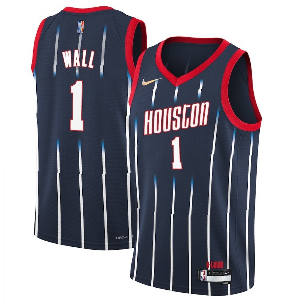 Men's Houston Rockets John Wall #1 Navy 2021/22 Swingman Jersey - City Edition-Pro Kit Vault | Brand New 26/27 Sports Jerseys